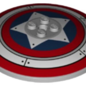 3961pb13 – Dish 8 x 8 Inverted (Radar) – Solid Studs with Red and White Concentric Rings, Star in Dark Blue Circle Pattern (Captain America Shield)