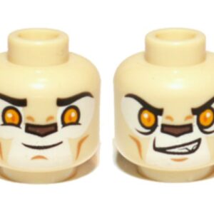 3626cpb0892 – Minifigure, Head Dual Sided Alien Chima Lion with Bright Light Orange Eyes and Dark Brown Nose, Closed Mouth / Open Mouth Pattern (Laval) – Hollow Stud
