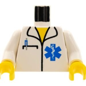 973px168c01 – Torso Hospital EMT Star of Life, Open Collar, Pocket Pen Pattern / White Arms / Yellow Hands