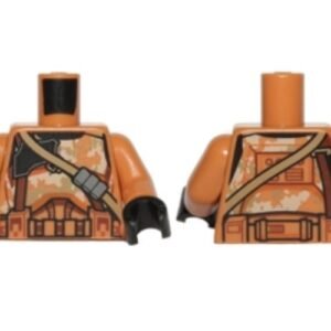 973pb1830c01 – Torso SW Armor Camouflage Clone Trooper with Dark Tan Diagonal Belt Pattern / Medium Nougat Arms / Black Hands