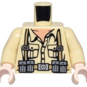 973pb0133c01 – Torso Indiana Jones Open Collar Shirt, Ammo Belt & Suspenders Pattern / Tan Arms / Light Nougat Hands