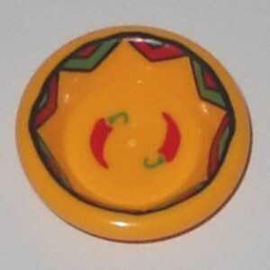 6256pb04 – Minifigure, Utensil Dish 3 x 3 with Red Hot Chili Peppers and Black, Bright Green and Red Border Pattern
