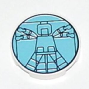 4150px5 – Tile, Round 2 x 2 with Light Blue Vitruvian Minifigure Pattern