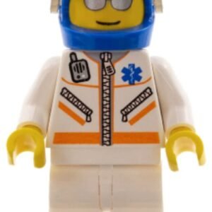 cty0081 – Doctor – Male, Jacket with Zipper and EMT Star of Life, White Legs, Blue Helmet, Trans-Brown Visor, Silver Sunglasses