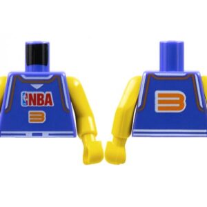 973bpb179c01 – Torso Basketball Jersey Tank Top with White Trim, NBA Logo, and Orange Number 3 Pattern / Yellow NBA Arms