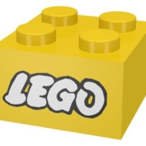 3003pb008 – Brick 2 x 2 with Lego Logo Open O Style White with Black Outline Pattern