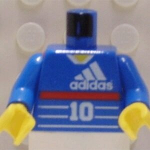 973px26c01 – Torso Soccer Adidas Logo, Red Stripe, Number 10, Zidane on Back Pattern / Blue Arms / Yellow Hands