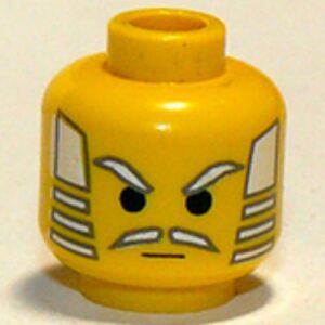 3626bpx4 – Minifigure, Head Moustache White Hair, Eyebrows Pattern – Blocked Open Stud