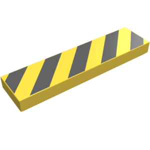 2431p52 – Tile 1 x 4 with Black and Yellow Danger Stripes (Black Corners) Pattern