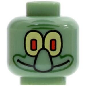 3626bpb0040 – Minifigure, Head Alien with Large Nose and Yellow Eye / White Eye Pattern (Squidward) – Blocked Open Stud