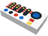 3069p30 – Tile 1 x 2 with Control Panel with Black, Blue, Red, and Yellow Buttons and Stripes Pattern