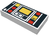 3069p68 – Tile 1 x 2 with Red and Yellow Controls and Two White Stripes on Left Pattern