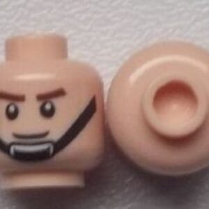 3626cpb0804 – Minifigure, Head Male Brown Eyebrows, Smile, Black Chin Strap Pattern – Hollow Stud