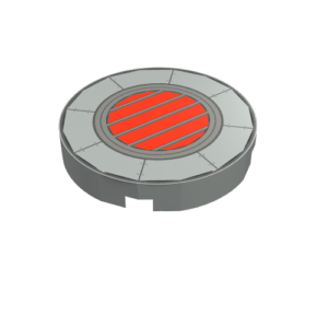 4150ps1 – Tile, Round 2 x 2 with Yellow and Black Vent Lines in Red Circle and Plates with Rivets Pattern (SW Podracer)