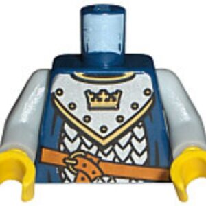 973pb0437c01 – Torso Castle Fantasy Era Scale Mail, Crown on Collar Pattern / Light Bluish Gray Arms / Yellow Hands