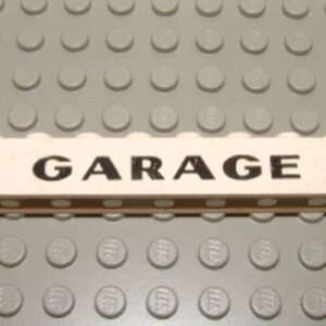 3008pb064 – Brick 1 x 8 with Black ‘GARAGE’ Sans-Serif Thick Pattern, Elaborate ‘G’