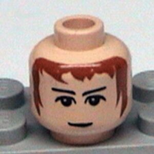 3626bpx260 – Minifigure, Head Male Brown Hair, Eyebrows, White Pupils Pattern (HP Knight Bus Driver) – Blocked Open Stud