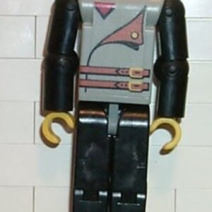 tech012 – Technic Figure Black Legs, Light Gray Top with 2 Brown Belts, Black Arms