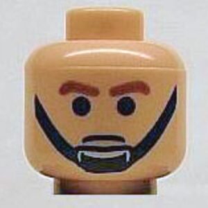 3626bpb0074 – Minifigure, Head Male Brown Eyebrows and Black Chin Strap Pattern – Blocked Open Stud