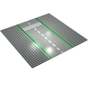 606p02 – Baseplate, Road 32 x 32 9-Stud Straight with Road and Crosswalk Pattern