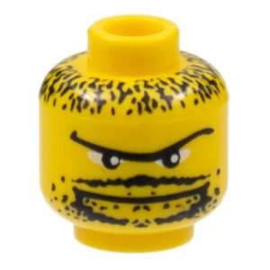 3626bpb0112 – Minifigure, Head Moustache Thin, Goatee, Long Eyebrow, Stubble Pattern – Blocked Open Stud