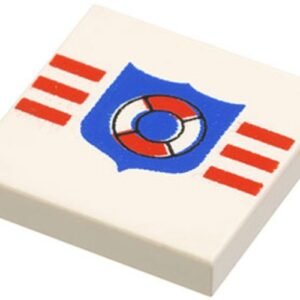 3068p66 – Tile 2 x 2 with Coast Guard Shield and Stripes Pattern