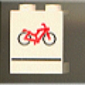 4864apx7 – Panel 1 x 2 x 2 – Solid Studs with Red Bicycle and Black Line Pattern