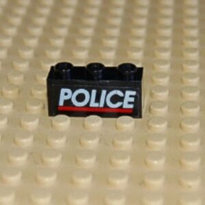 3622pb021 – Brick 1 x 3 with White ‘POLICE’ Red Line on Black Background Pattern (Sticker) – Set 6598