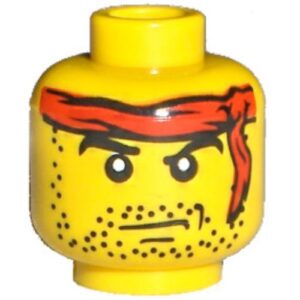 3626bpx331 – Minifigure, Head Male Headband Red and Stubble Beard Pattern – Blocked Open Stud