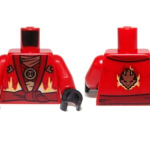 973pb1575c01 – Torso Ninjago Robe with Dark Red Sash and Fire Power Emblem Pattern / Red Arms / Black Hands