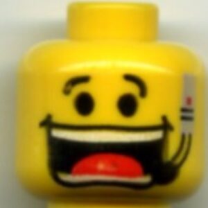 3626bpx53 – Minifigure, Head Male Huge Grin, Headset, Eyebrows Pattern (Flex) – Blocked Open Stud