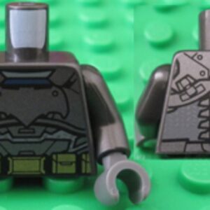 973pb2201c01 – Torso Batman Logo with Body Armor and Gold Belt Pattern / Pearl Dark Gray Arms / Dark Bluish Gray Hands