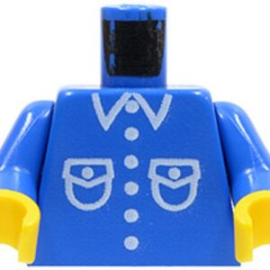 973p26c01 – Torso Shirt with White Pockets, Buttons, and Collar Pattern / Blue Arms / Yellow Hands