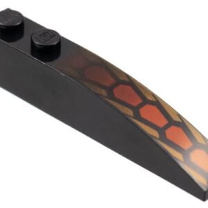 42022pb46 – Slope, Curved 6 x 1 with Repeating Dark Red and Medium Orange Hexagonal Scale Pattern