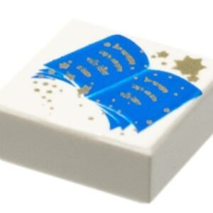 3070px8 – Tile 1 x 1 with Blue Open Book and Gold Stars Pattern