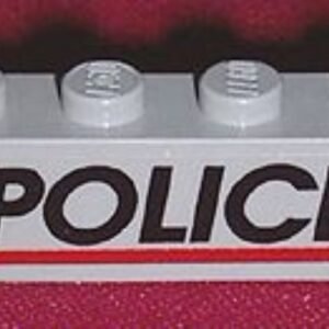 3010pb081 – Brick 1 x 4 with Black ‘POLICE’ Red Line Pattern (Sticker) – Set 6598