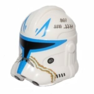 11217pb02 – Minifigure, Headgear Helmet SW Clone Trooper (Phase 2) with Captain Rex Blue and Tan Markings and Dark Bluish Gray Tally Marks Pattern