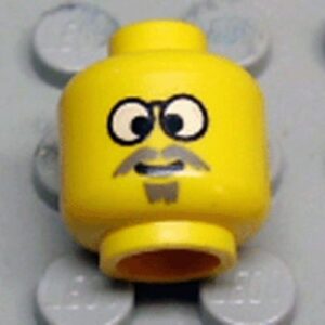 3626bpx55 – Minifigure, Head Glasses with Gray Moustache, Crosseyed Pattern – Blocked Open Stud