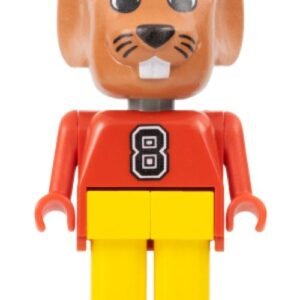 fab9b – Fabuland Mouse – Maximillian Mouse (Max), Brown Head, Red Top with Number 8