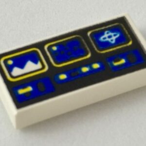3069p61 – Tile 1 x 2 with Blue and Yellow Controls Pattern (Ice Planet)