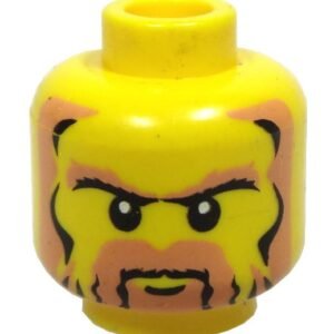 3626bpb0236 – Minifigure, Head Black and Nougat Beard, Sideburns, Bushy Eyebrows, White Pupils, Stern Pattern – Blocked Open Stud