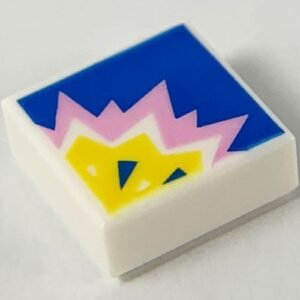 3070pb158 – Tile 1 x 1 with Bright Pink and Yellow Explosion on Blue Background Pattern