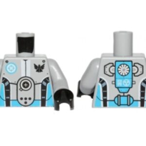 973pb1271c01 – Torso Galaxy Squad Robot with Dark Azure and Black Piping Pattern / Light Bluish Gray Arms / Black Hands