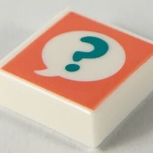 3070pb156 – Tile 1 x 1 with Dark Turquoise Question Mark in Speech Bubble on Coral Background Pattern