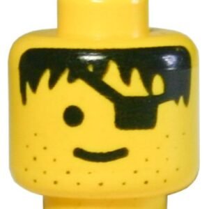 3626apb03 – Minifigure, Head Male Eye Patch, Stubble, Black Hair Pattern – Solid Stud