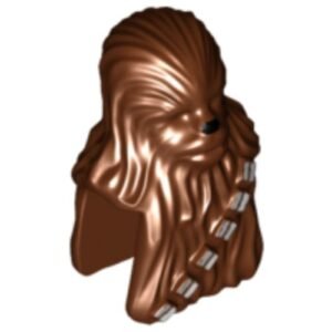 30483pb01 – Minifigure, Head, Modified SW Wookiee, Chewbacca with Black Nose and Silver Bandolier Pattern