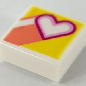 3070pb159 – Tile 1 x 1 with Heart and Coral Stripes on Yellow Background Pattern