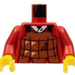 973px15c01 – Torso Castle Ninja Armor Brown Leather Pattern (Robber) / Red Arms / Yellow Hands