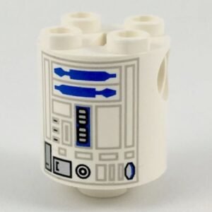 30361px2 – Brick, Round 2 x 2 x 2 Robot Body with Gray Lines and Blue Pattern (R2-D2)