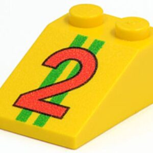 3298pb011 – Slope 33 3 x 2 with Red Number 2 on Green Stripes Pattern